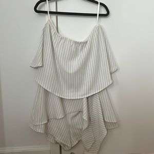 She + Sky white striped romper